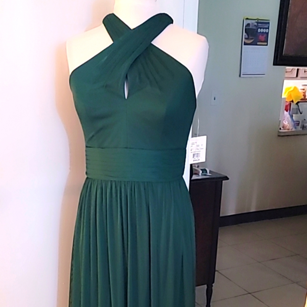 DB Studio Celebrate Woman’s High-Neck Mesh Full Skirt Formal Gown Prom Wedding